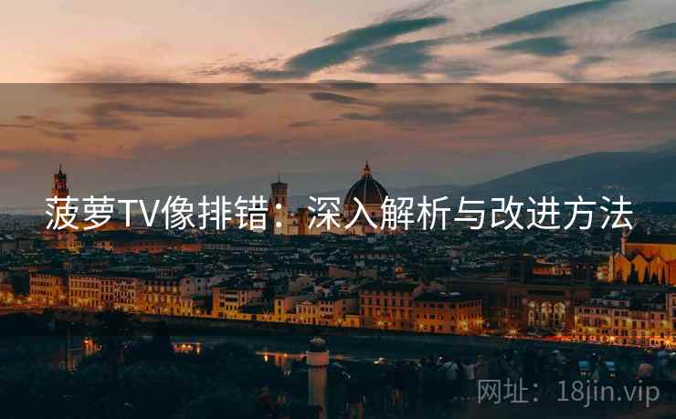 菠萝TV像排错：深入解析与改进方法